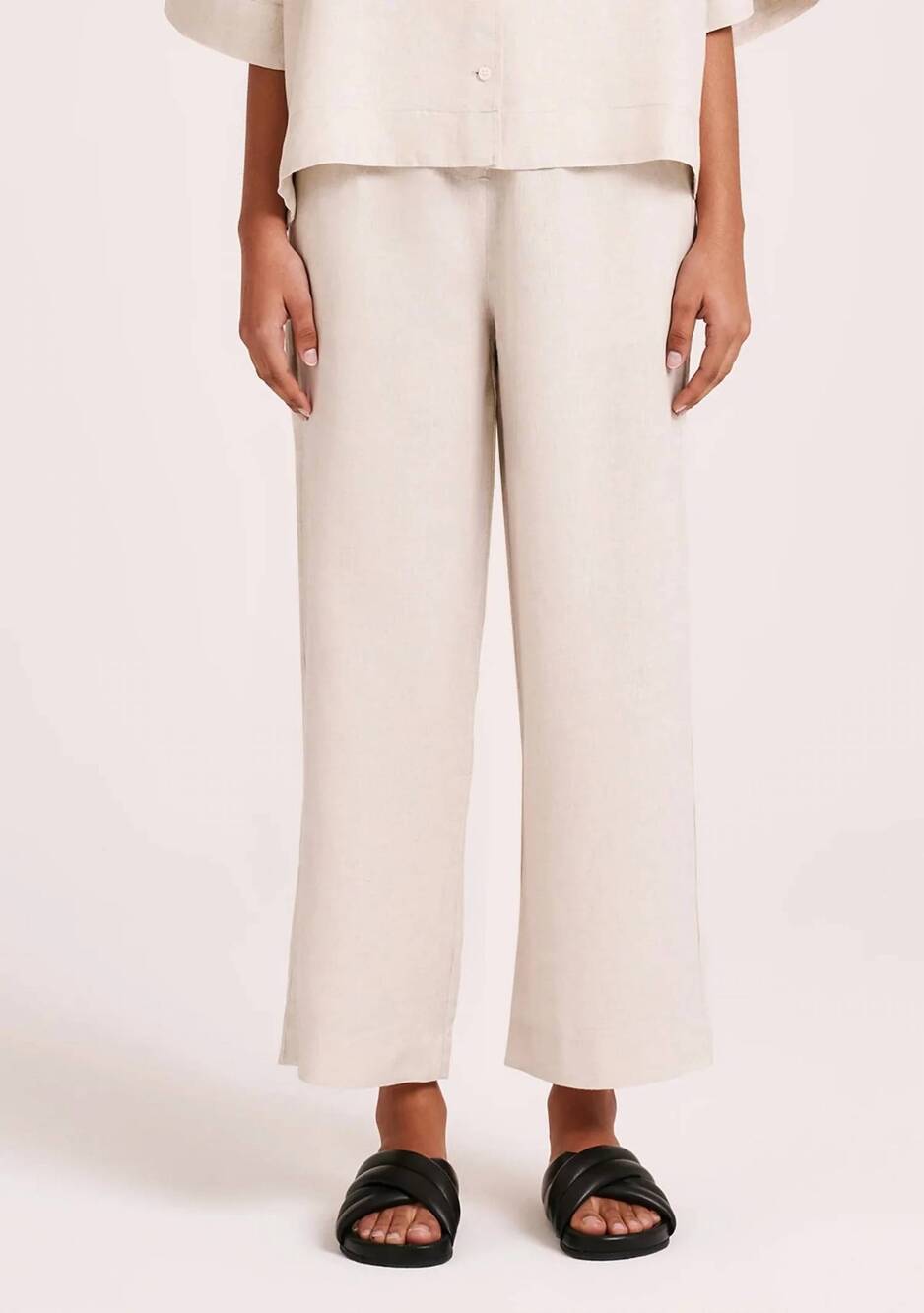 NEW NUDE LUCY lounge linen crop pants in natural